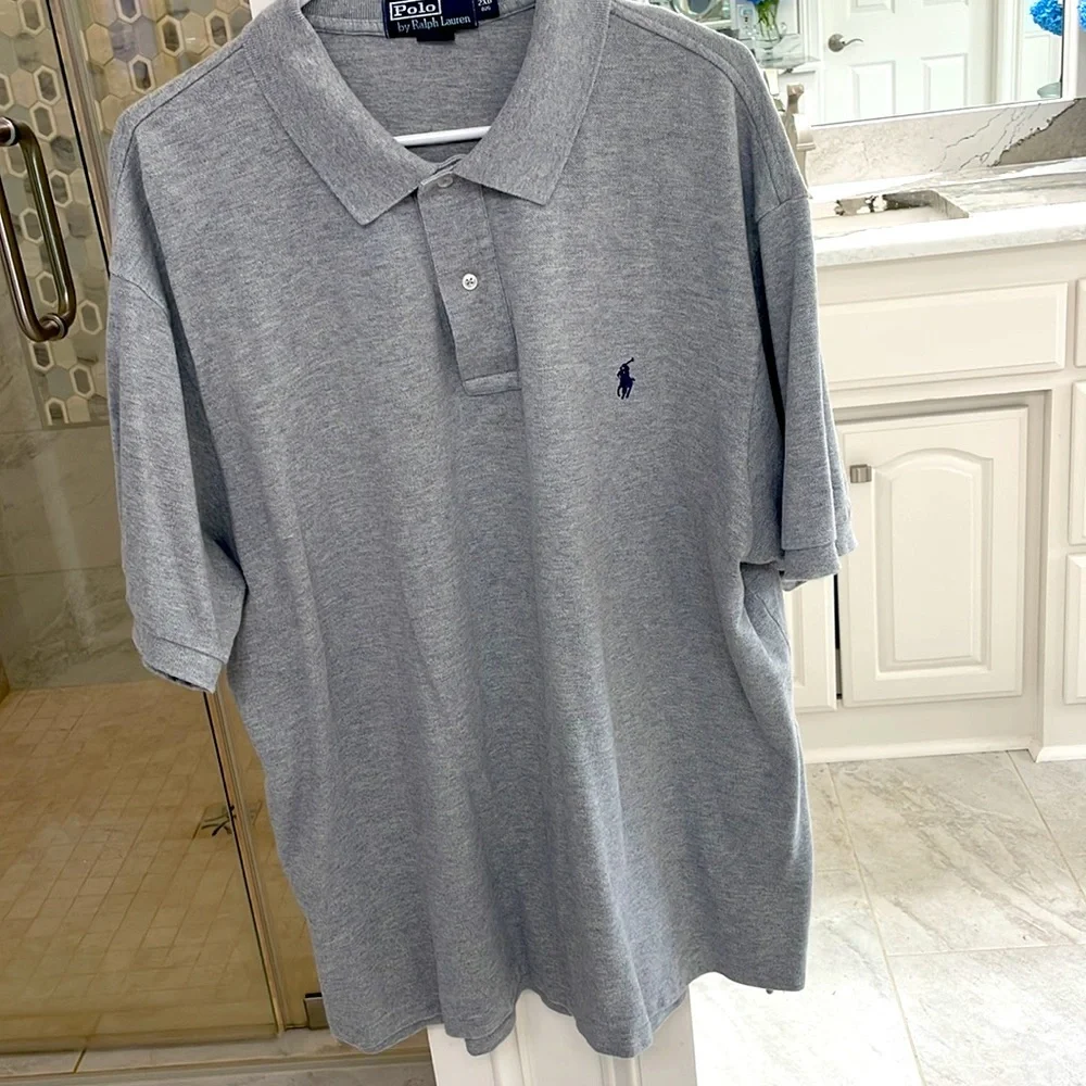 Polo by Ralph Lauren Gray Polo Shirt with Navy Logo